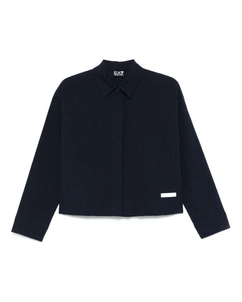 EA7 gestreiftes Baumwollhemd Blue