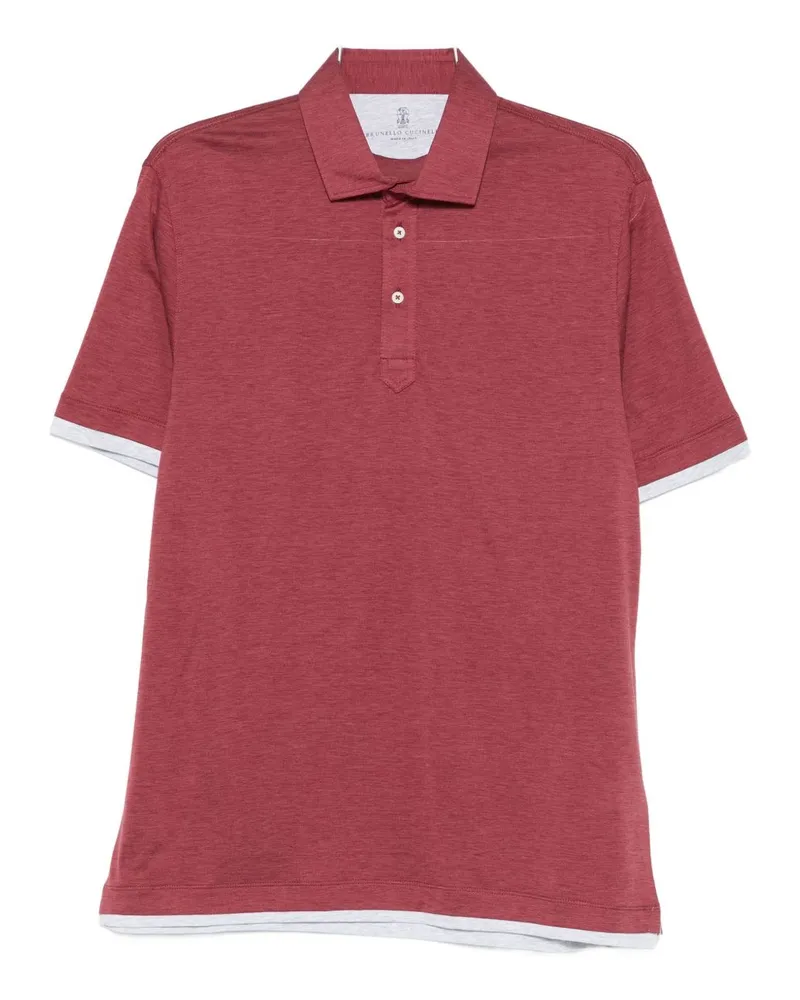 Brunello Cucinelli Poloshirt aus Seide und Baumwolle Red