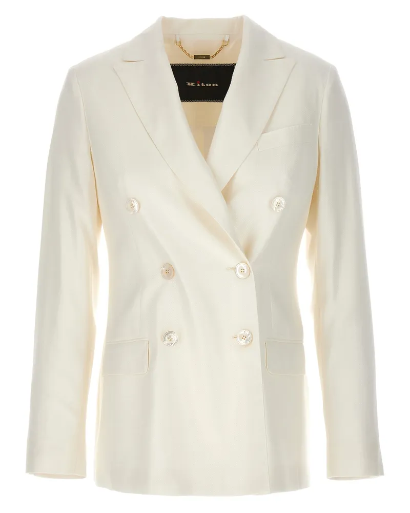 Kiton Viscose Doppelbrustblazer White