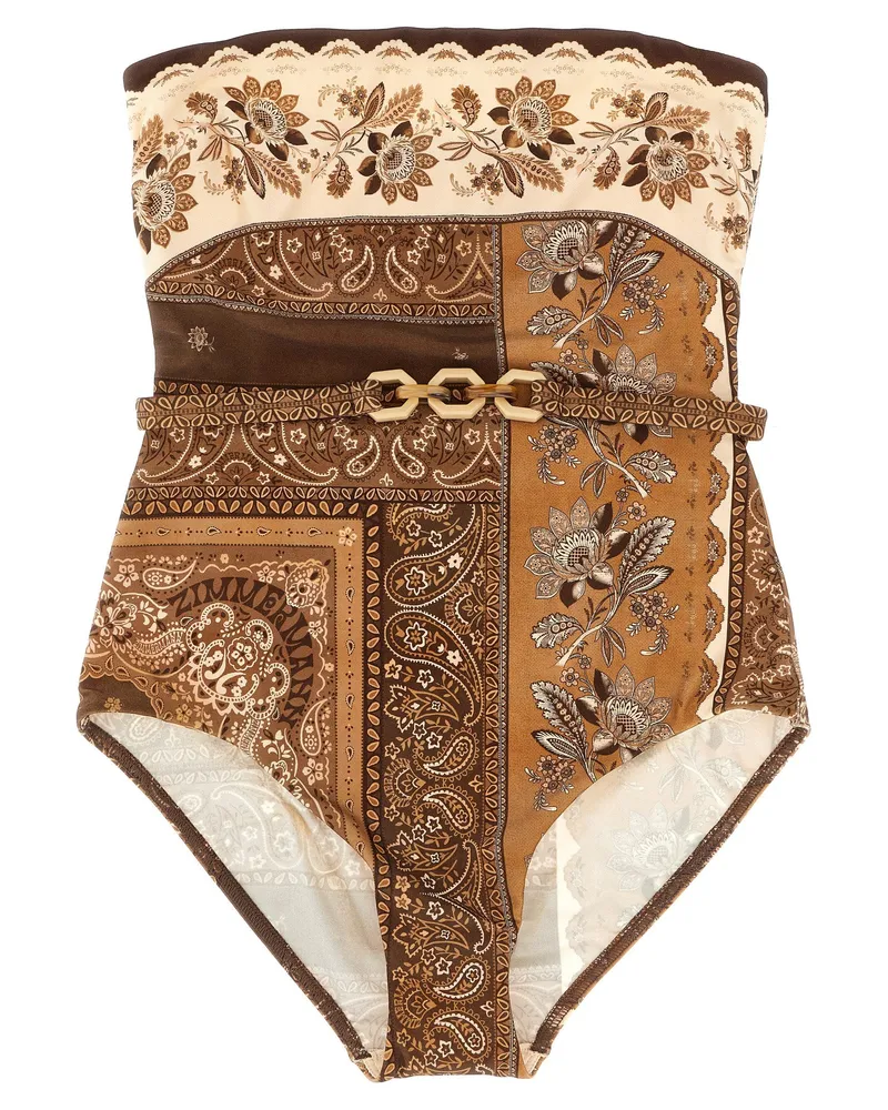 Zimmermann Lucky Bandeau' One Piece Badeanzug Brown
