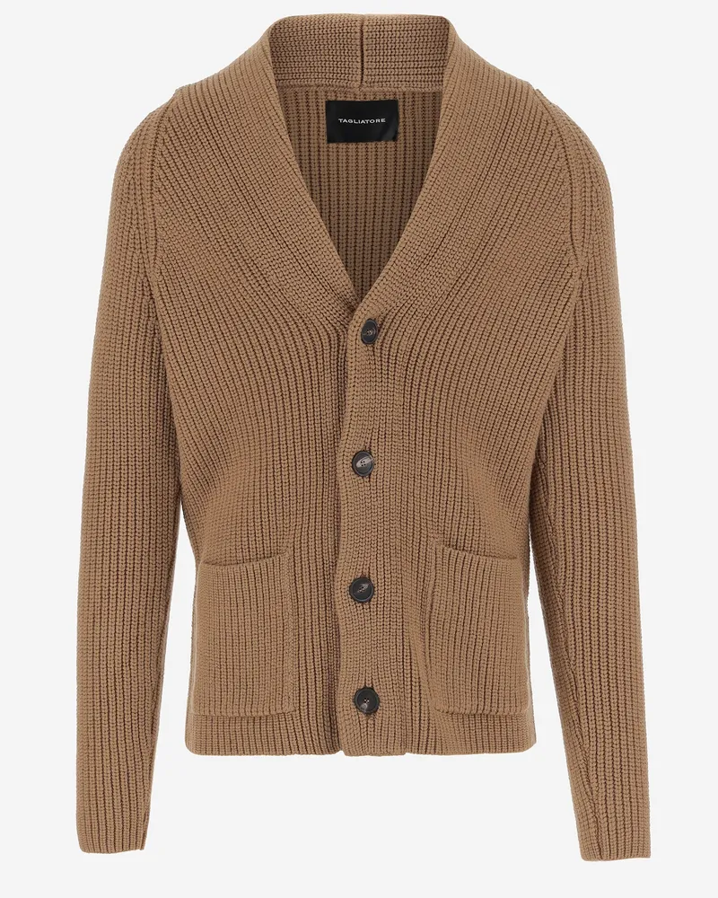 Tagliatore Jackson Stretch Woll Cardigan Beige
