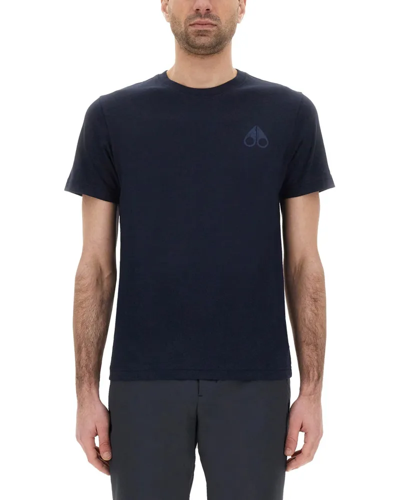 Moose Knuckles Elchknöchel "Off Island" T -Shirt Blue