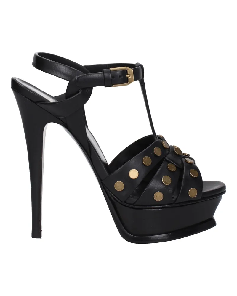 Saint Laurent Tribute Sandalen Damens Schwarzes Leder -