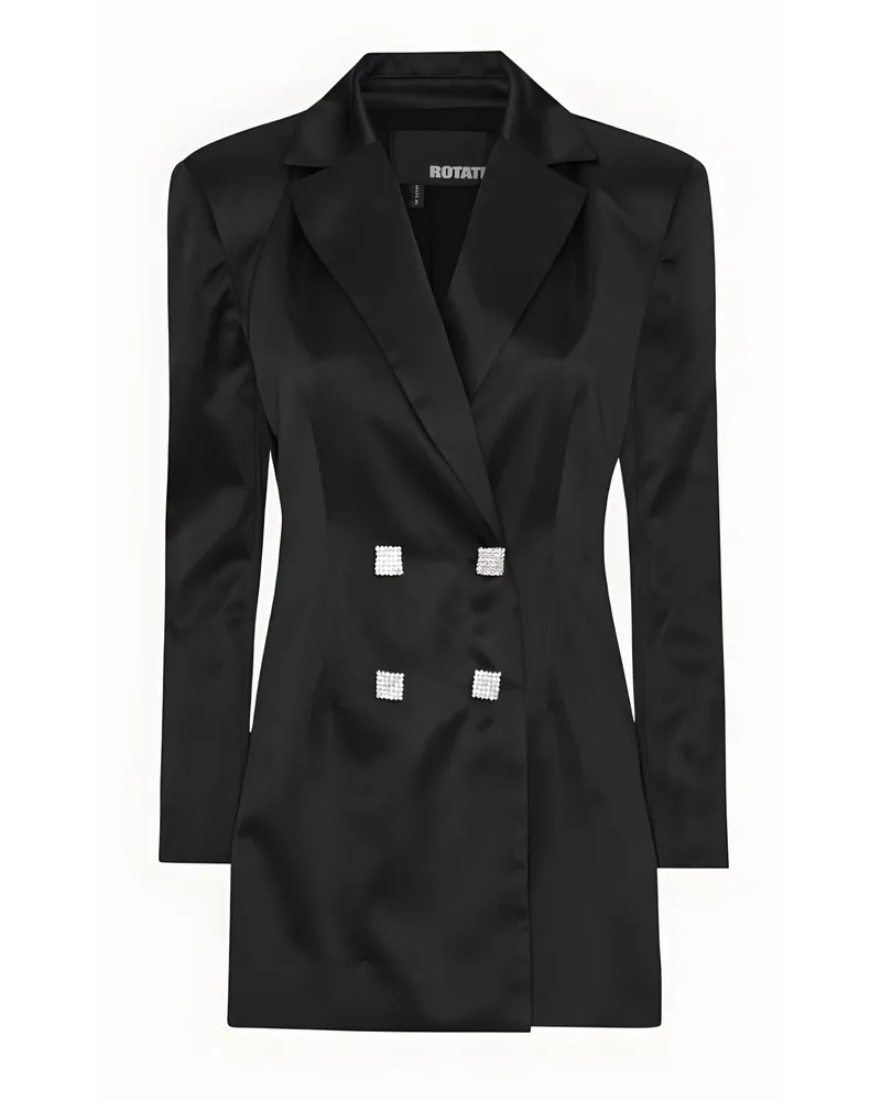 ROTATE Birger Christensen Drehen Sie Abito Blazer in Raso Nero Black