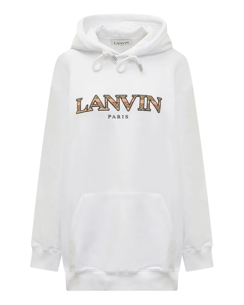 Lanvin übergroßes Logo Hoodie Sweatshirt White