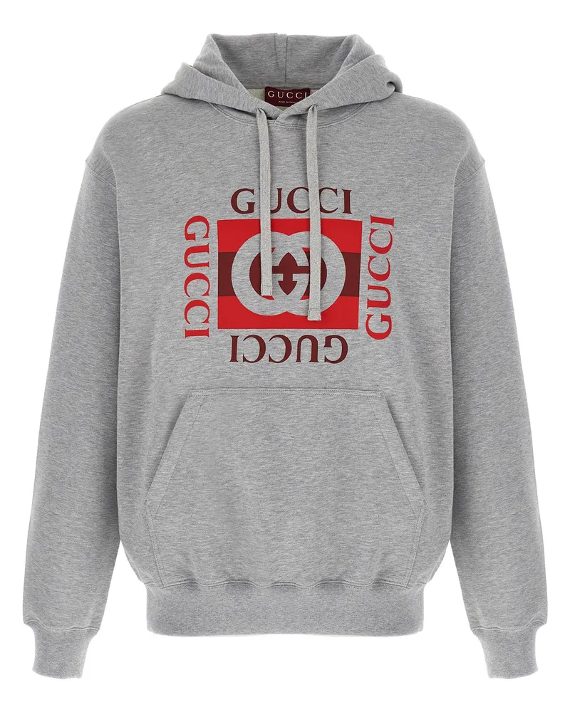 Gucci Kapuzenpullover mit „Gucci Incrocio Gg“-Print Gray