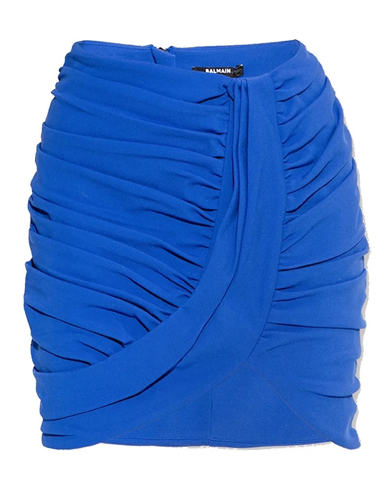 Balmain Mini -drapierte Rock Blau