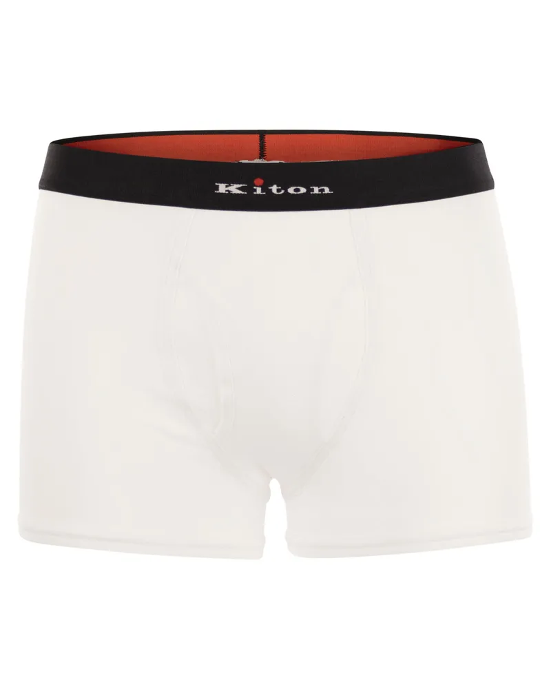 Kiton Stretch Cotton Boxer Shorts With Logo White