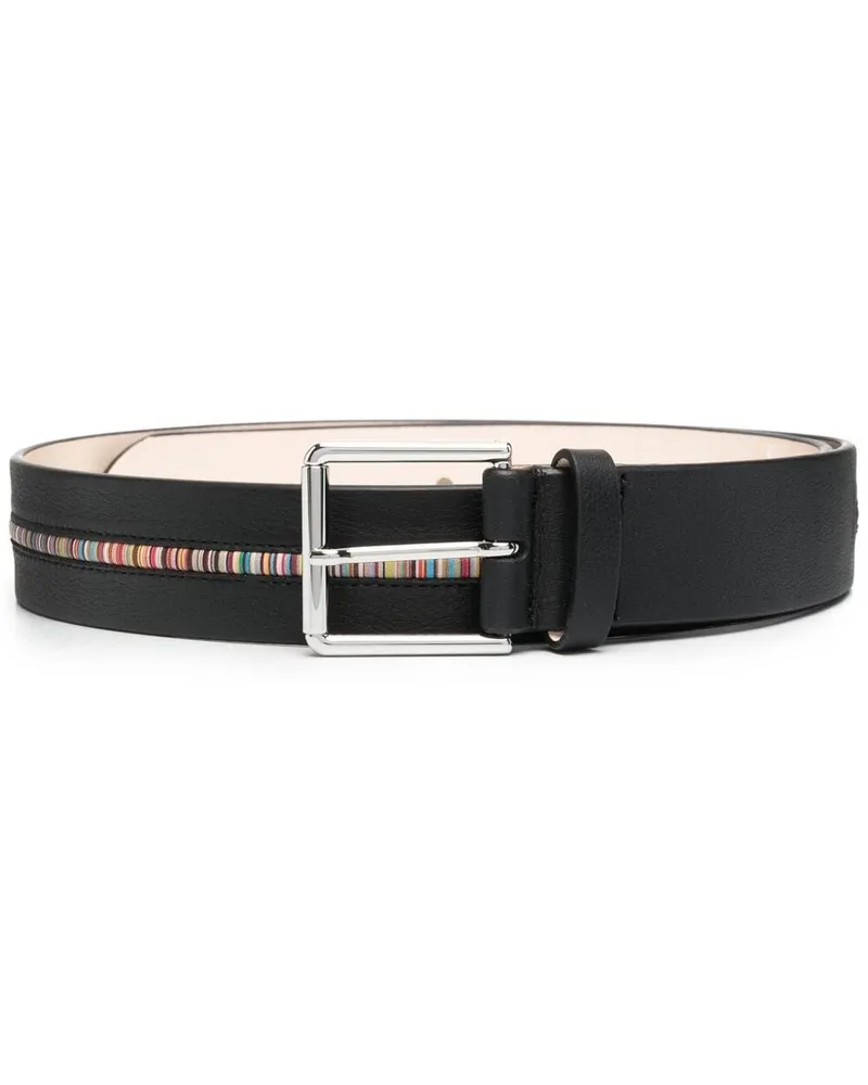 Paul Smith Signature Stripe Ledergürtel Black