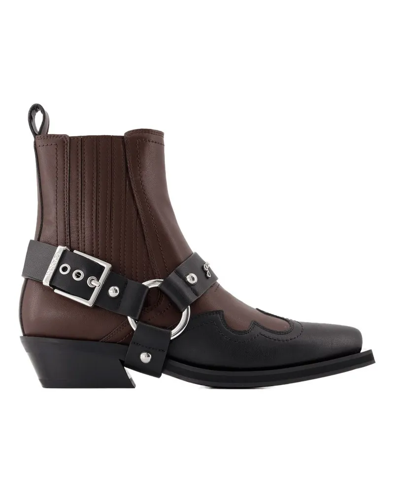 Ganni Chelsea Western Stiefel  Synthetisches Leder schwarz Black