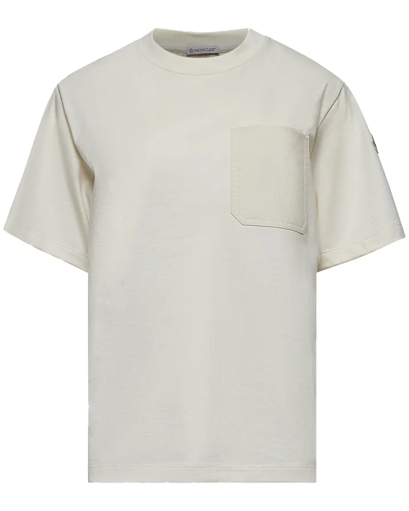 Moncler T -Shirt -Baumwolle mit Tasche White