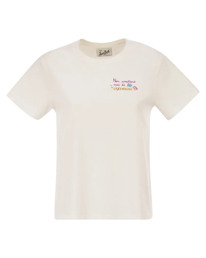 MC2 Saint Barth Emilie T-Shirt mit Stickerei auf der Brust White