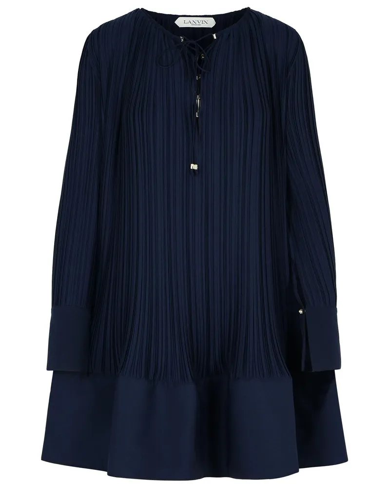 Lanvin Plissè' Navy Polyesterkleid Navy