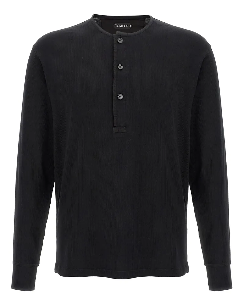 Tom Ford gerippter Baumwoll -T -Shirt Black