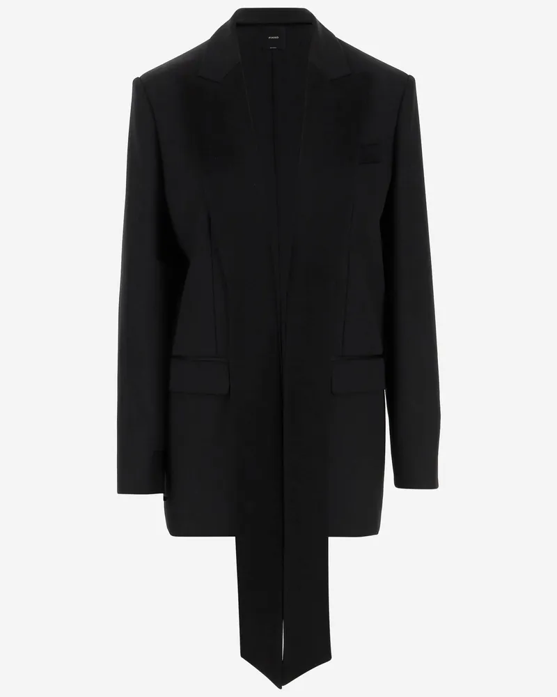 Pinko Wollmischung Single Breaced Jacke mit Satinkragen Black