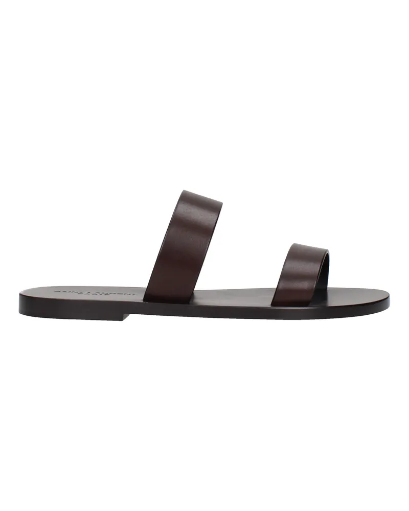 Saint Laurent Mies Herrens Braune Leder-Loafer und Clogs -