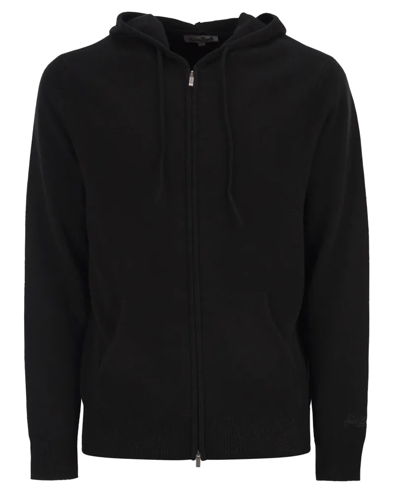MC2 Saint Barth Wool Cardigan mit Reißverschluss Black