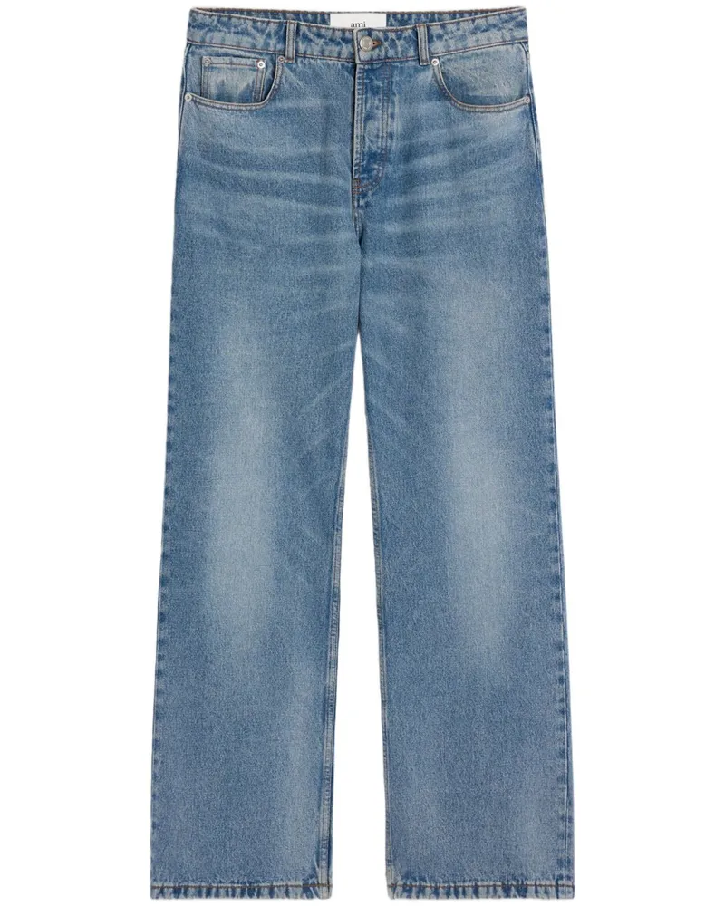 AMI Paris Wide Leg Denim Jeans Clear