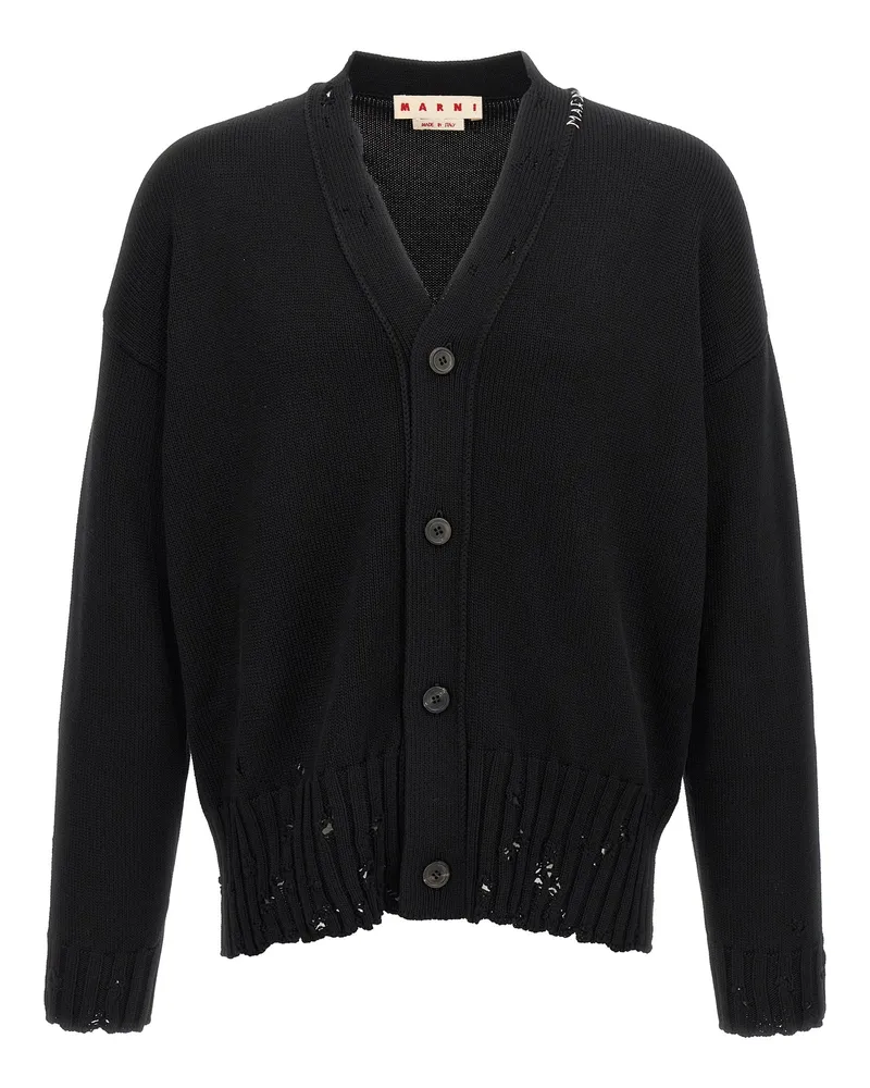 Marni Logo Stickerei Strickjacke Black