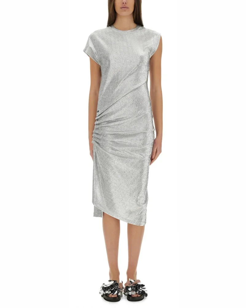 Paco Rabanne Kleid mit Drapeln Silver