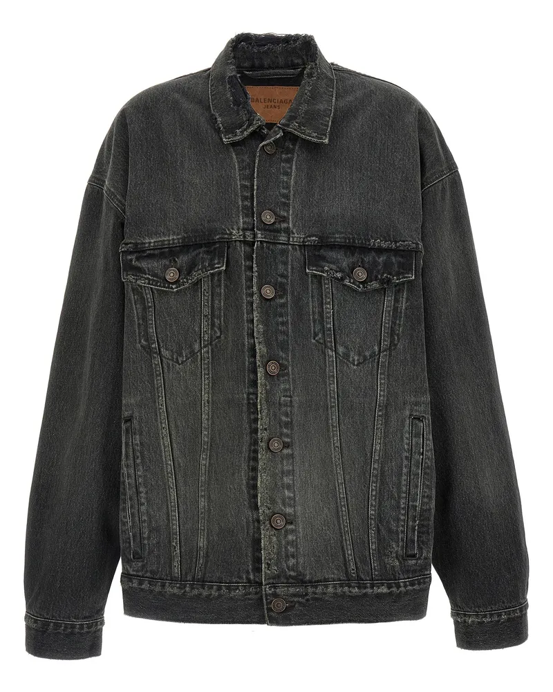 Balenciaga Jeansjacke mit Used-Effekt Gray