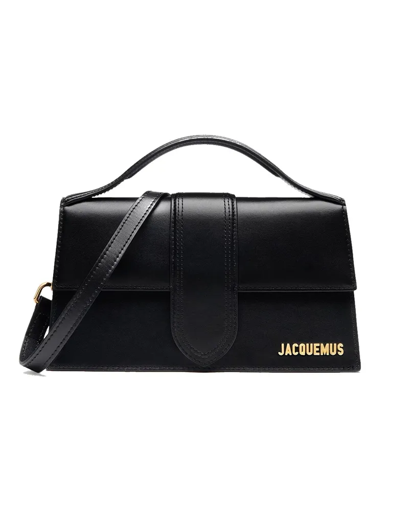 Jacquemus Le Grand Bambino Lederbeutel Gold Logo Black