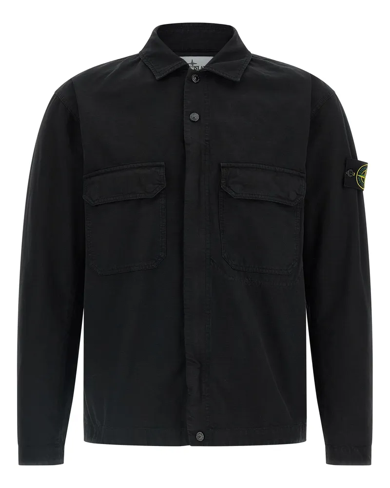 Stone Island Überhemd aus Rohbaumwolle von Black
