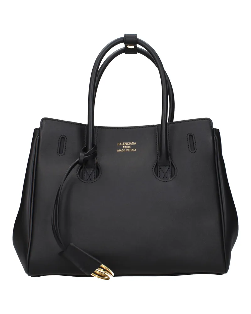 Balenciaga Damens Hampton Handtasche aus schwarzem Leder -