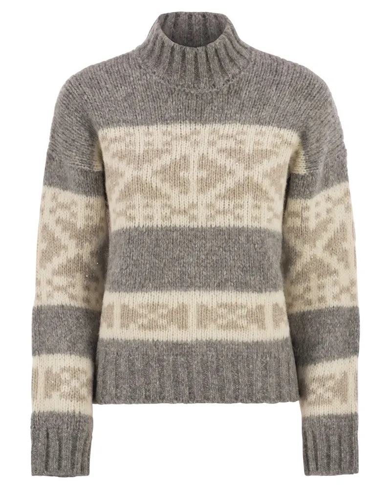 Peserico Alpaka, Baumwoll- und Wollstrickwege Grey