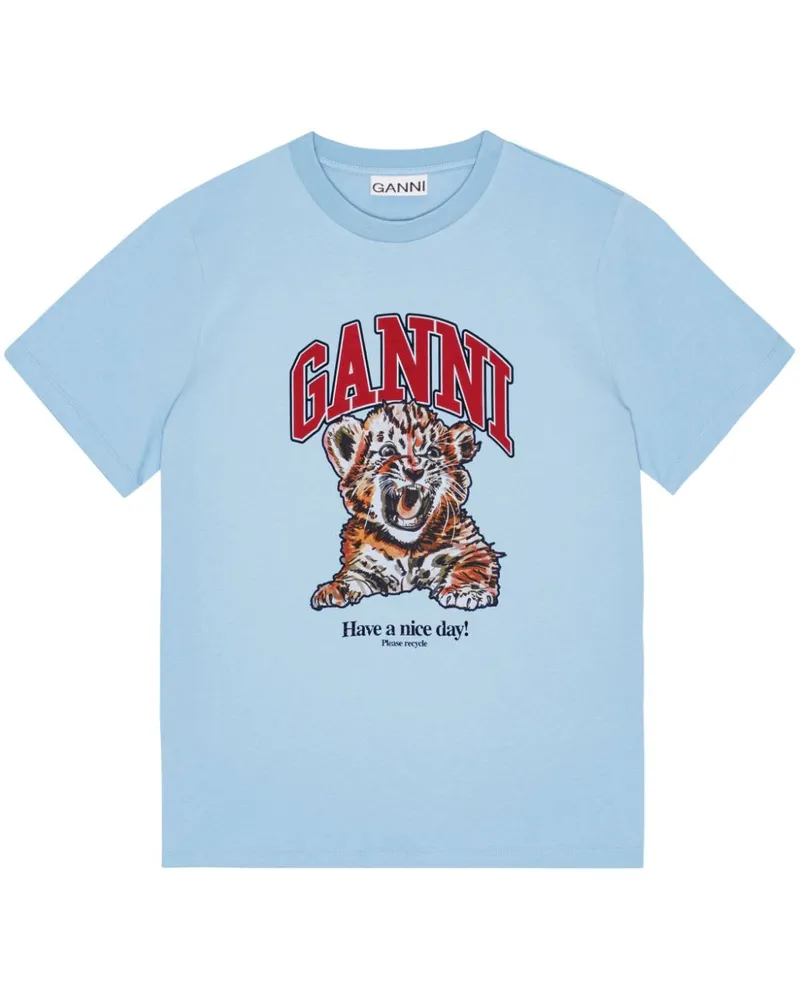 Ganni Tiger Bio-Baumwoll-T-Shirt Clear