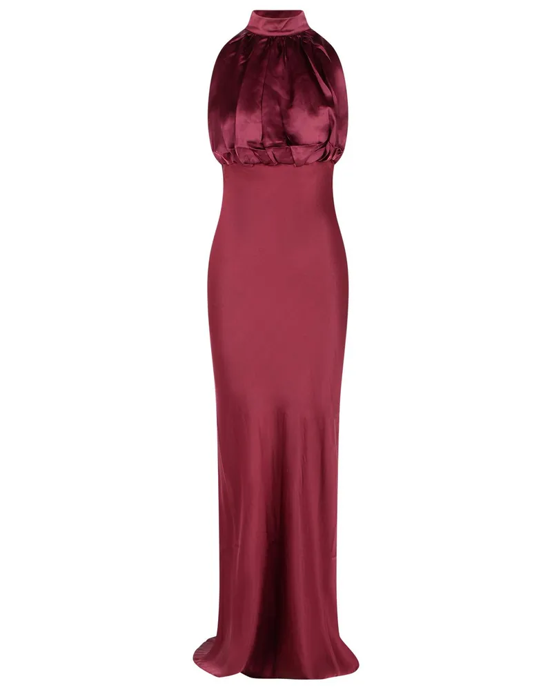 ROTATE Birger Christensen Kalina 'burgunderfarbenes Seidenkleid drehen Bordeaux