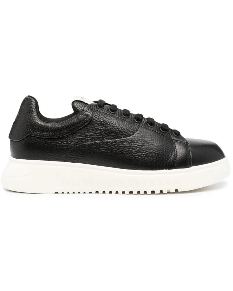 Emporio Armani Leder -Turnschuhe Black