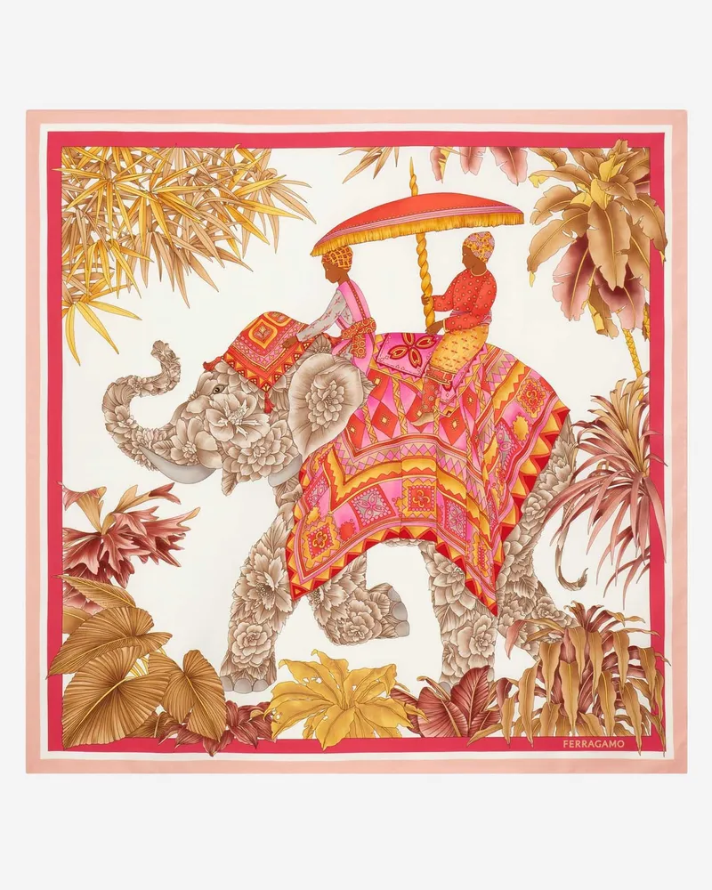 Ferragamo Seidenschal mit indischem Aufdruck Red