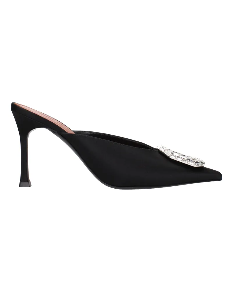 Amina Muaddi Camelia Damens Satinschwarze Sandalen -