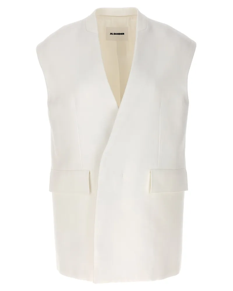 Jil Sander übergroße zugeschnittene Weste White