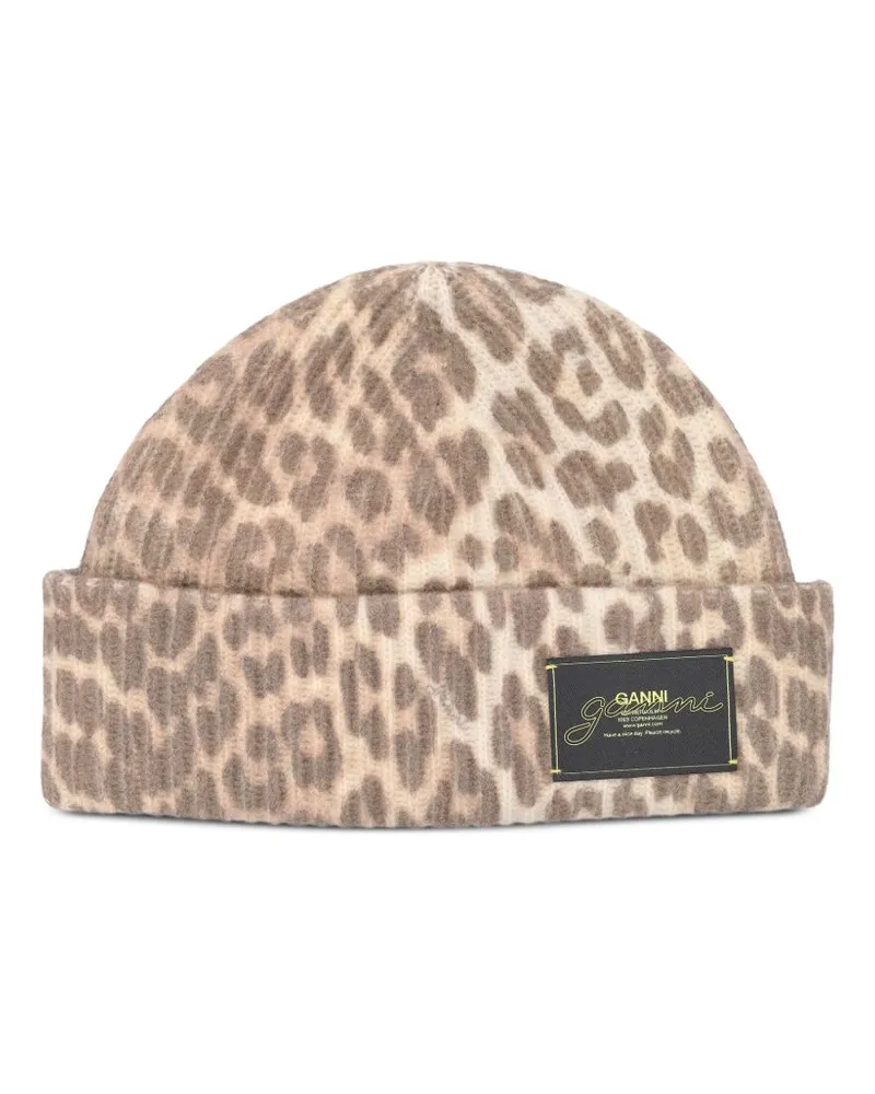 Ganni Wool Beanie Brown