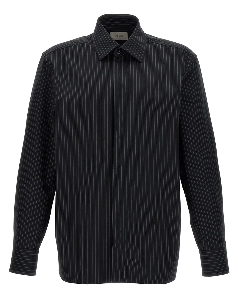Saint Laurent gestreiftes Hemd White