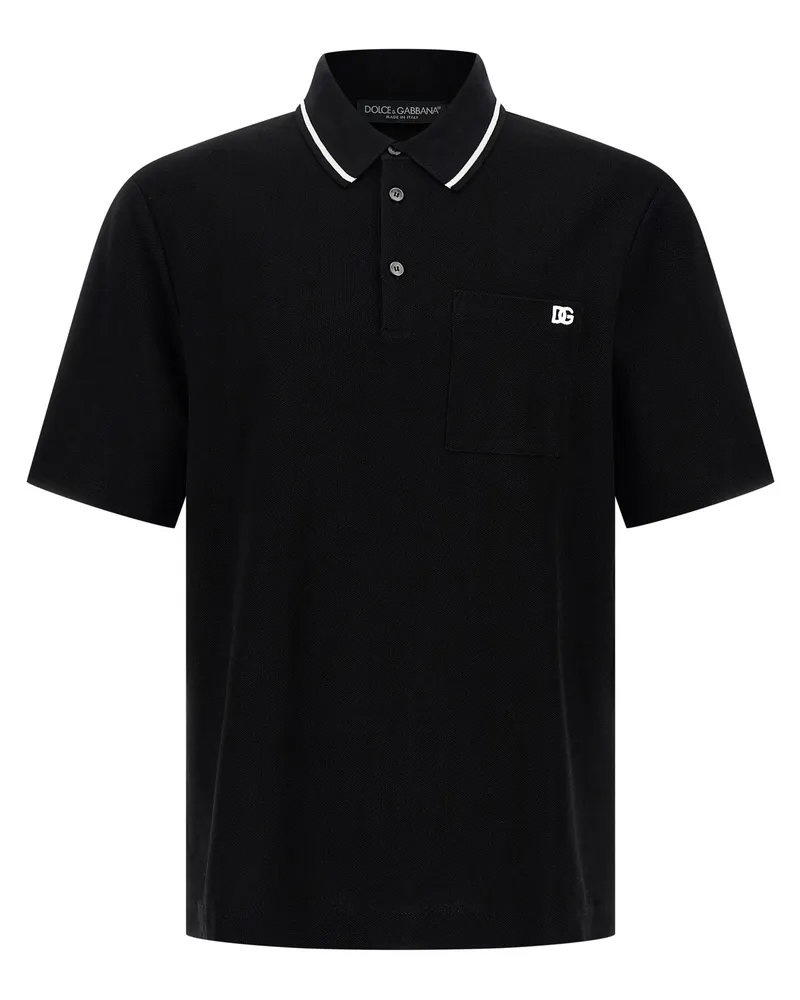 Dolce & Gabbana Stickerei Polo -Hemd Black