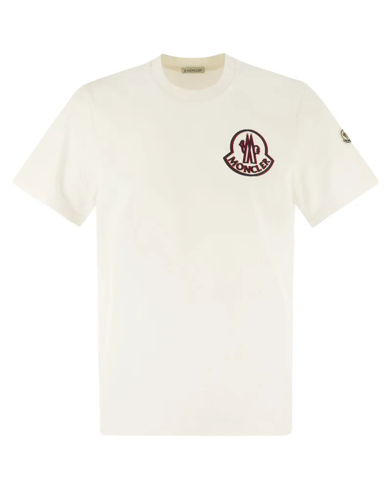 Moncler Cotton Logo T -Shirt Natural
