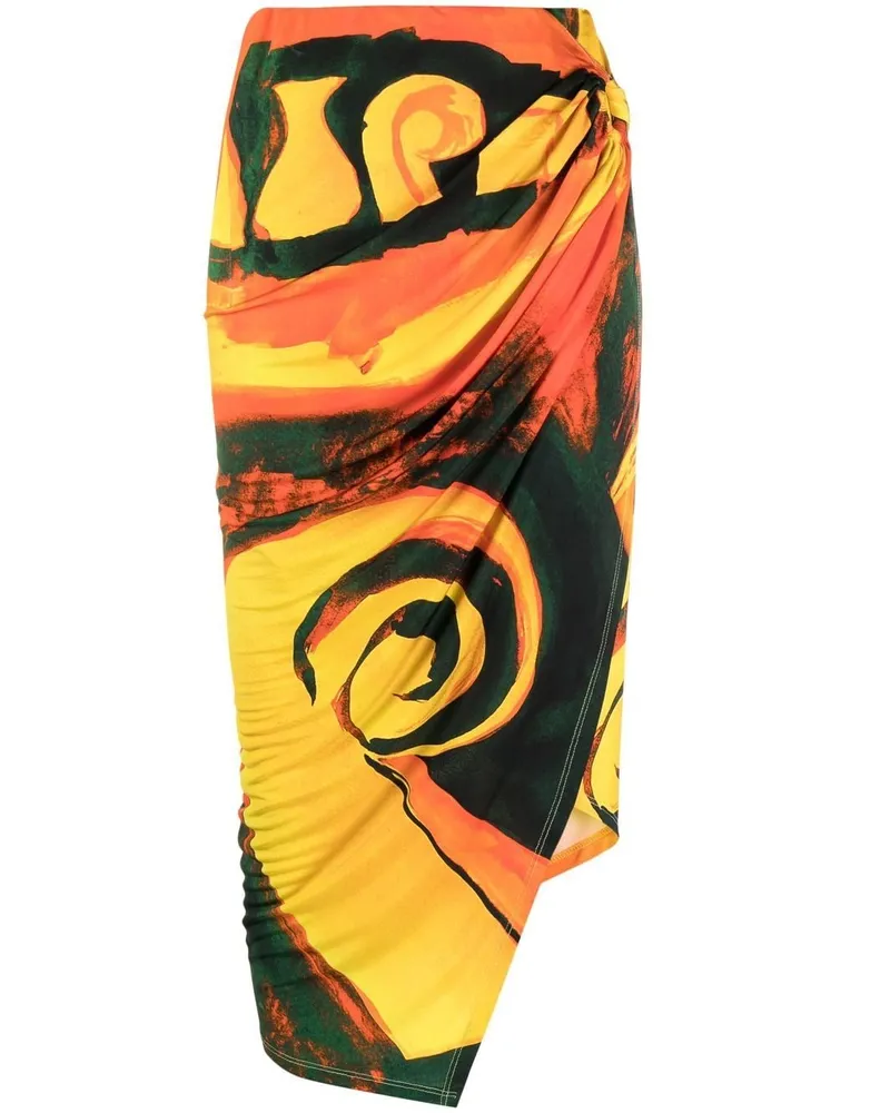 Louisa Ballou lang gedruckter drapierter Rock Multicolour