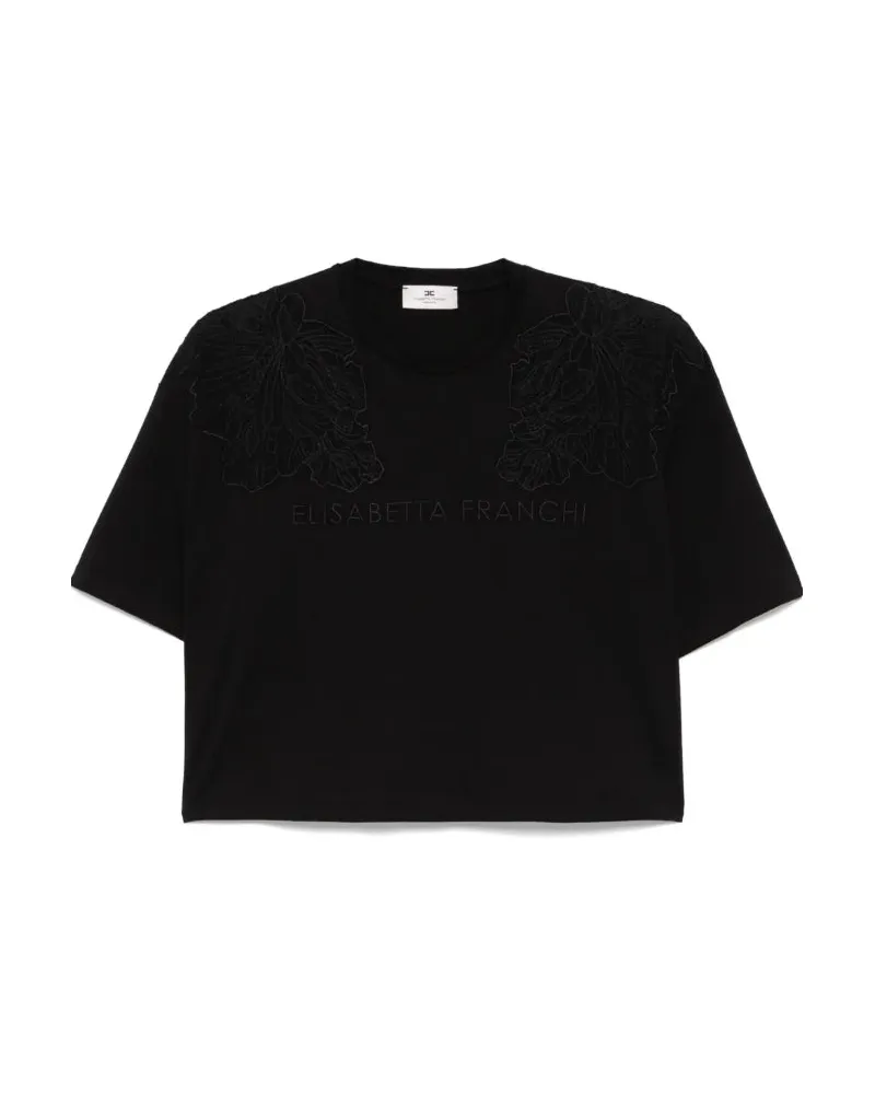 Elisabetta Franchi T -Shirt mit Stickerei Black
