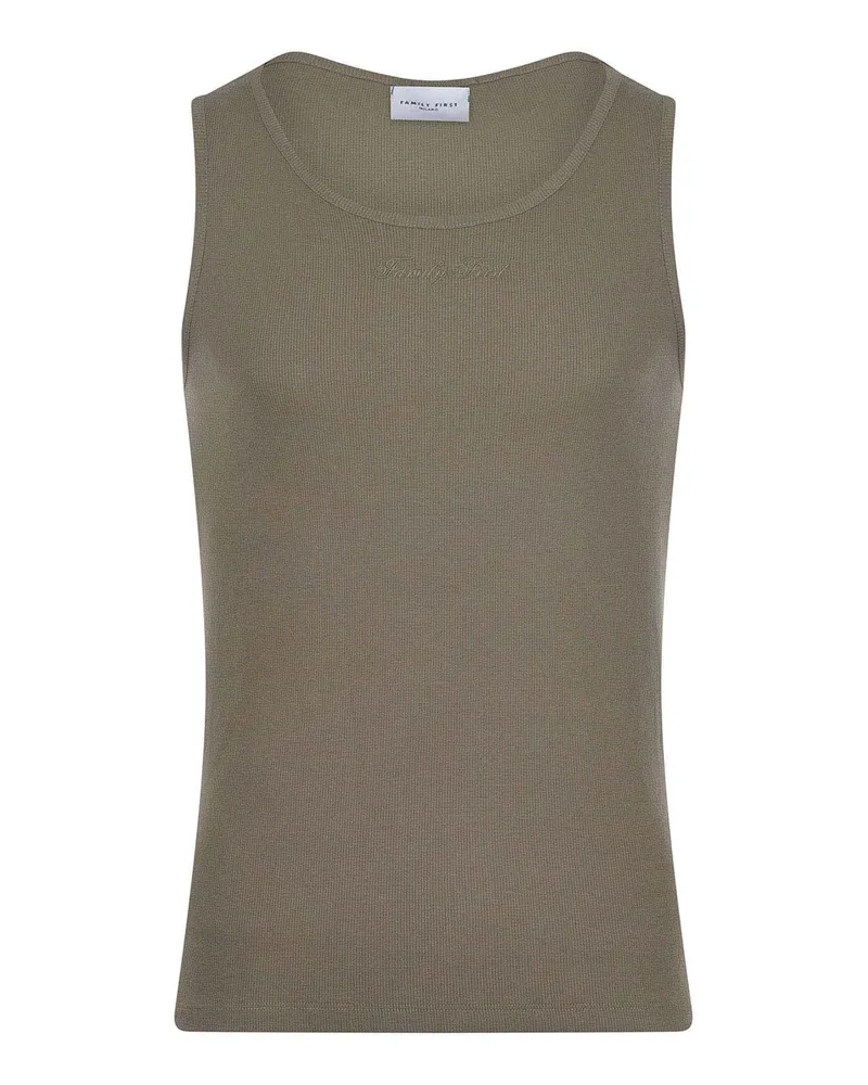 Family First Familie erster Tanktop aus geripptem Baumwoll Verde