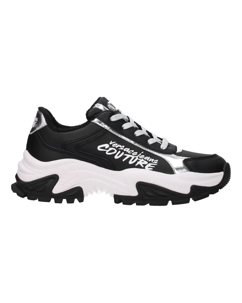 Versace Jeans Couture Damens Sneakers aus schwarzem/silberfarbenem Leder -