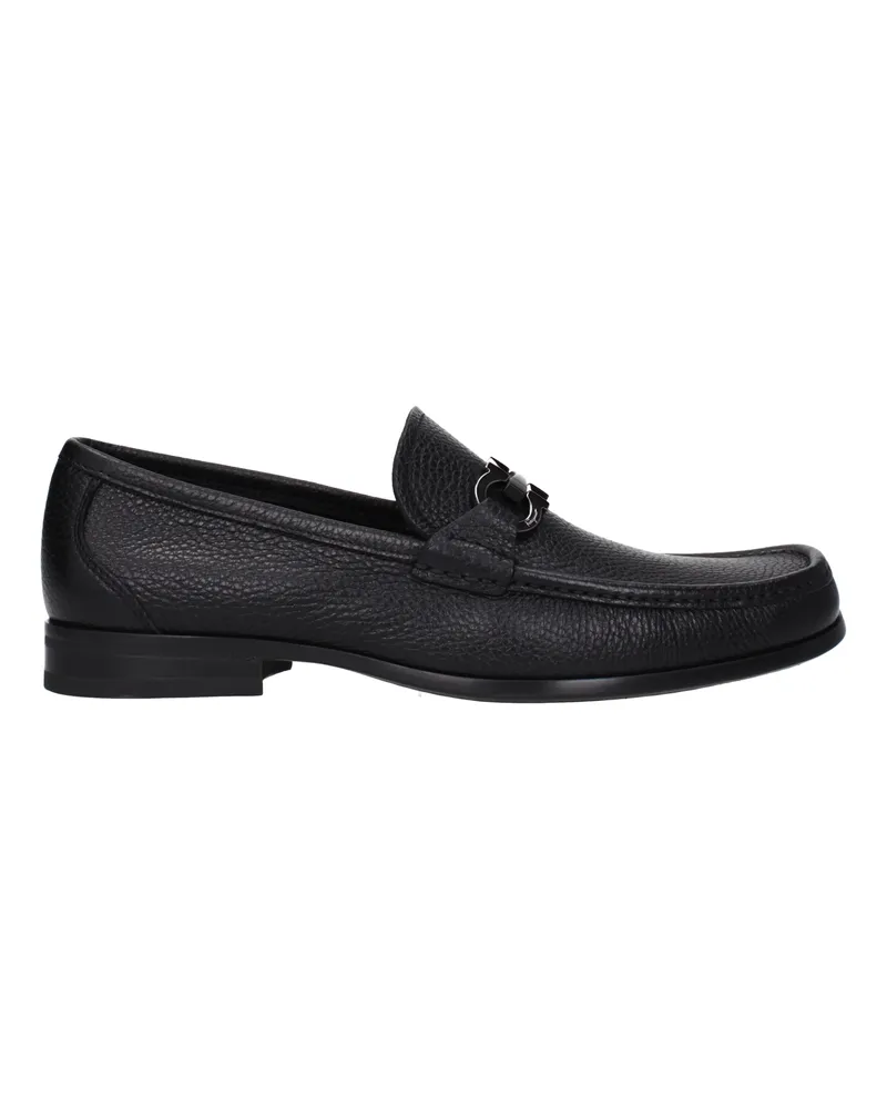 Ferragamo Grandioso Herrens Slipper aus schwarzem Leder -