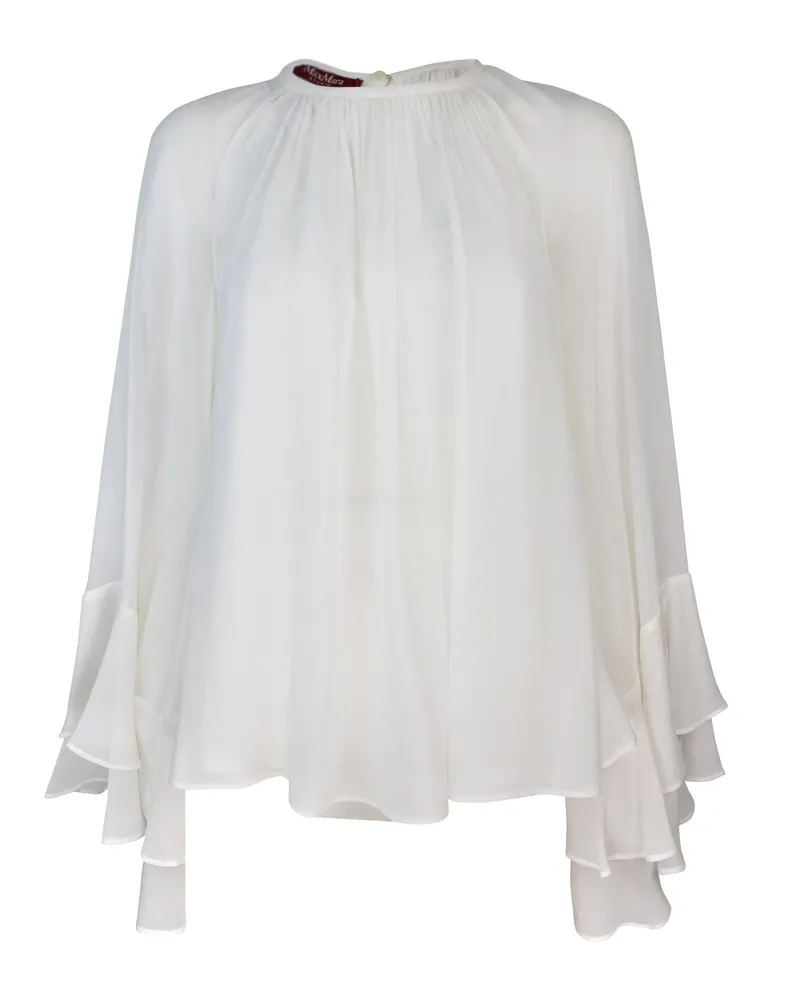 Max Mara Blusa in Georgette Di Seta Bianco White