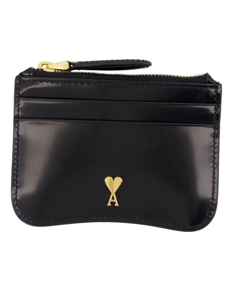 AMI Paris Pariser Zip -Karteninhaber  Leder schwarz Schwarz