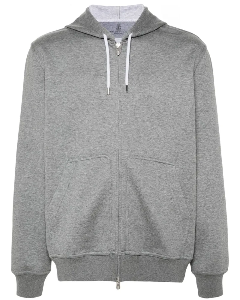 Brunello Cucinelli Baumwollmischung Reißverschluss Hoodie Grey