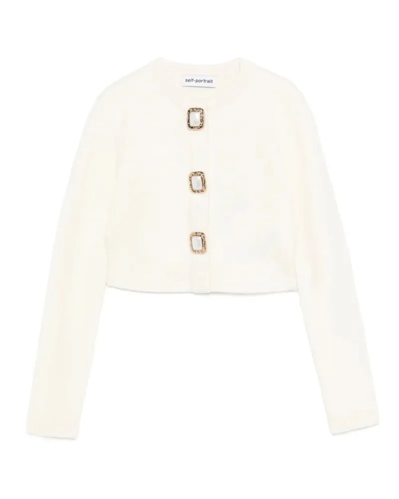 Self-Portrait Verzierter Cardigan mit Selbstporträt Cream