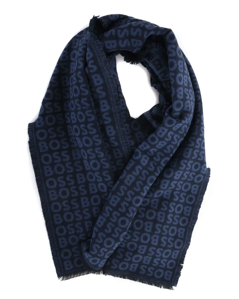 HUGO BOSS Chefschal in Jacquard Viskosegarn Blue