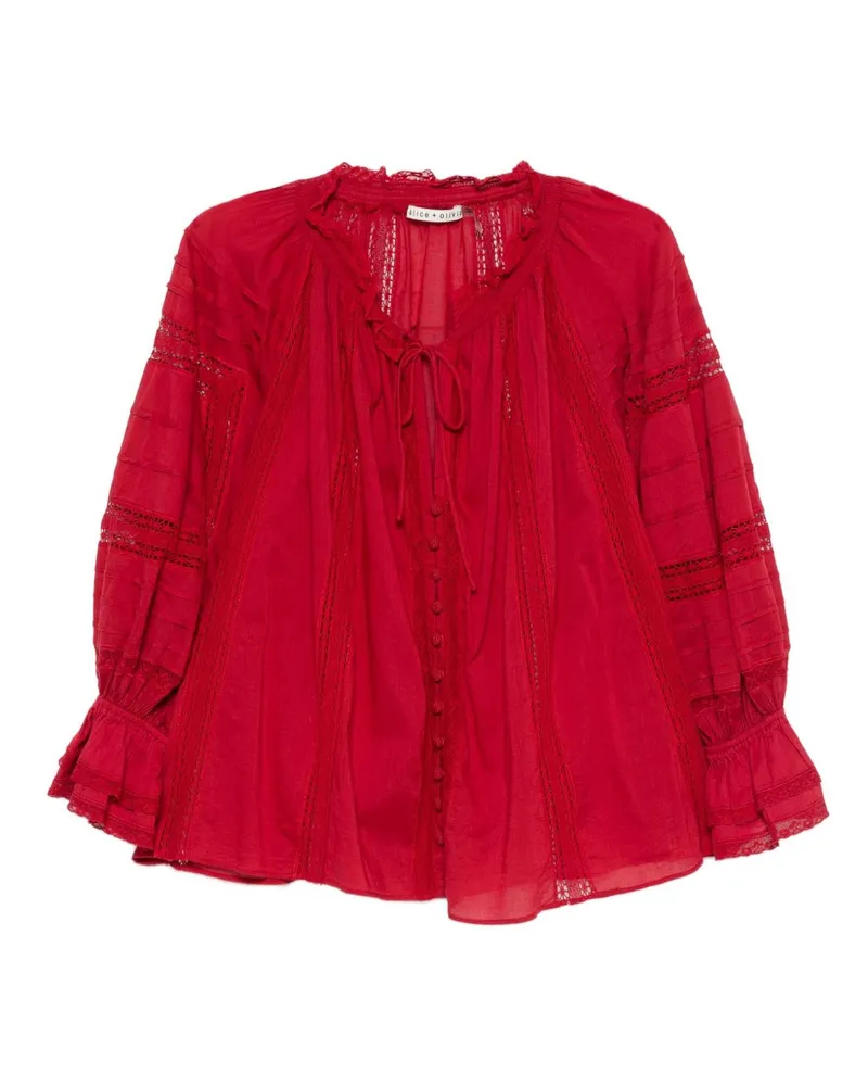 Alice + Olivia Josephine Baumwollbluse Red